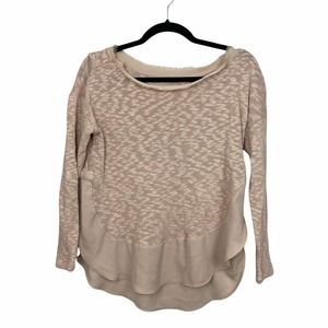 Anthropologie Deletta Womens Blush Pink Chiffon Trim Long Sleeve Sweater Small